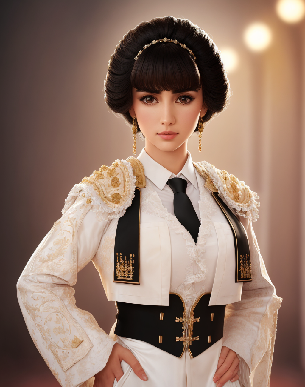 01608-471096464-4K, Masterpiece, highres, absurdres,_solo, shirt, black hair, standing, jacket, white shirt, female focus, necktie, pants,fair s.png